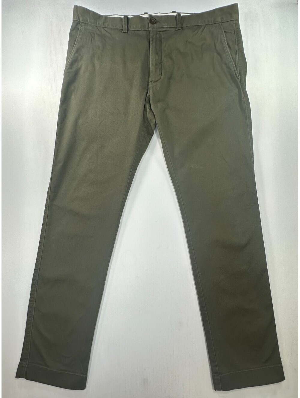 J Crew Flex Slim Fit Flat Front Chinos Green Mens 36/32